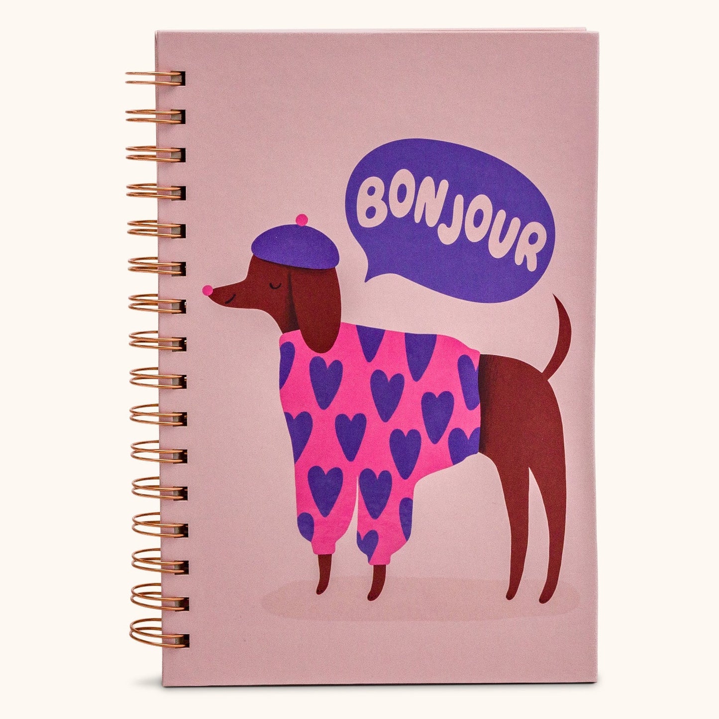 Bonjour Mes Amis - Medium Spiral Notebook