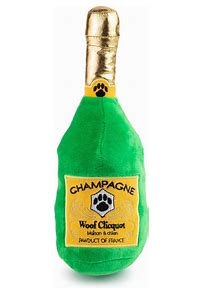 Champagne Woof Clicquot Rose Product of France stuffed dog toy
