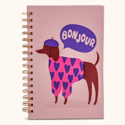 Bonjour Mes Amis - Medium Spiral Notebook