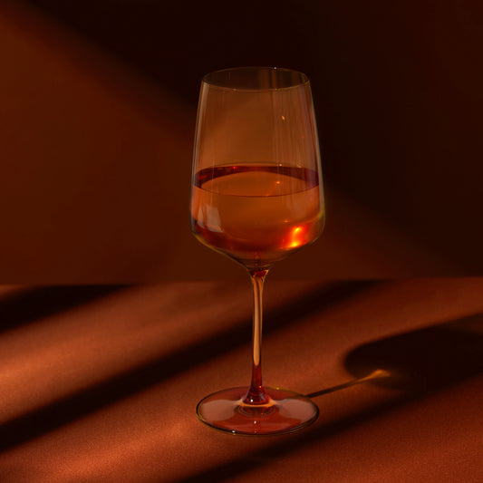 Nouveau Crystal Wine Glasses in Amber, Set of 2